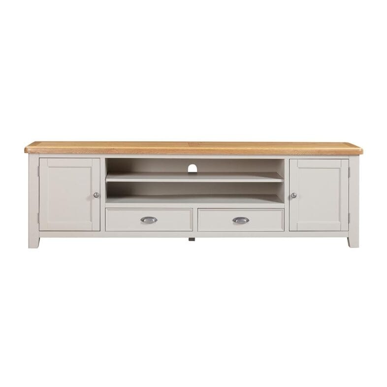 Knightsbridge Oak Extra Large TV Unit in Grey Painted - Image 2