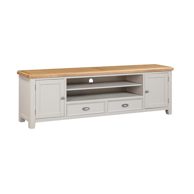 Knightsbridge Oak Extra Large TV Unit in Grey Painted - Image 3