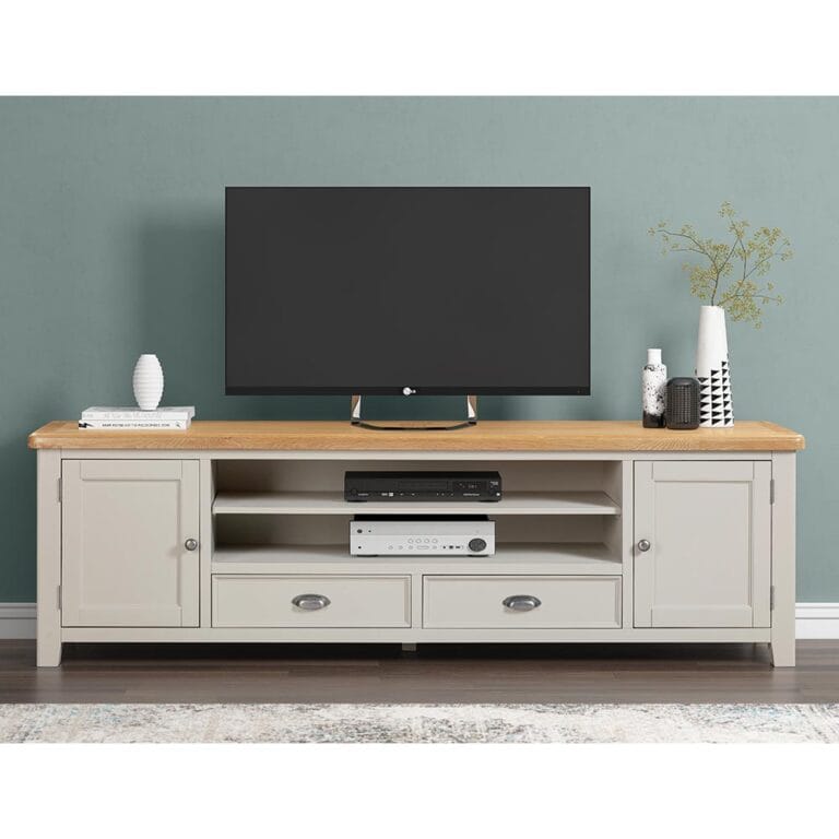 Knightsbridge Oak Extra Large TV Unit in Grey Painted
