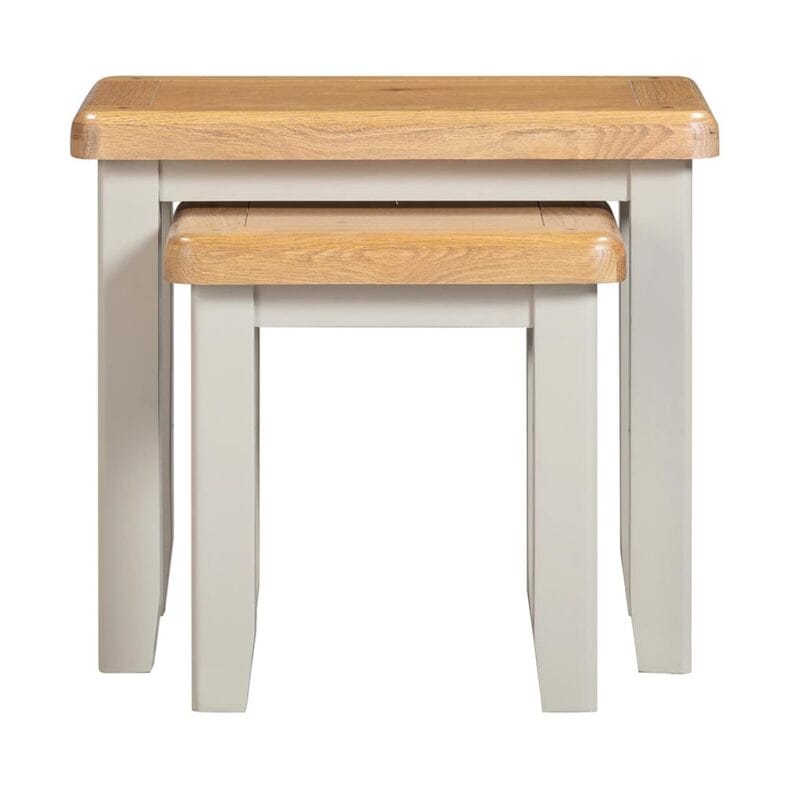 Knightsbridge Oak Nest of 2 Tables in Grey Painted - Image 2