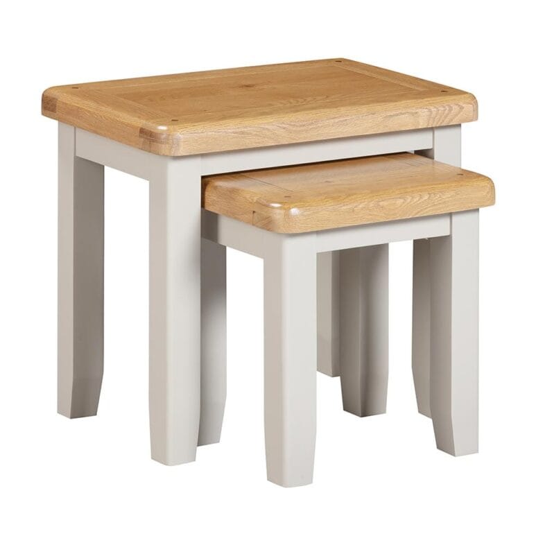 Knightsbridge Oak Nest of 2 Tables in Grey Painted - Image 3