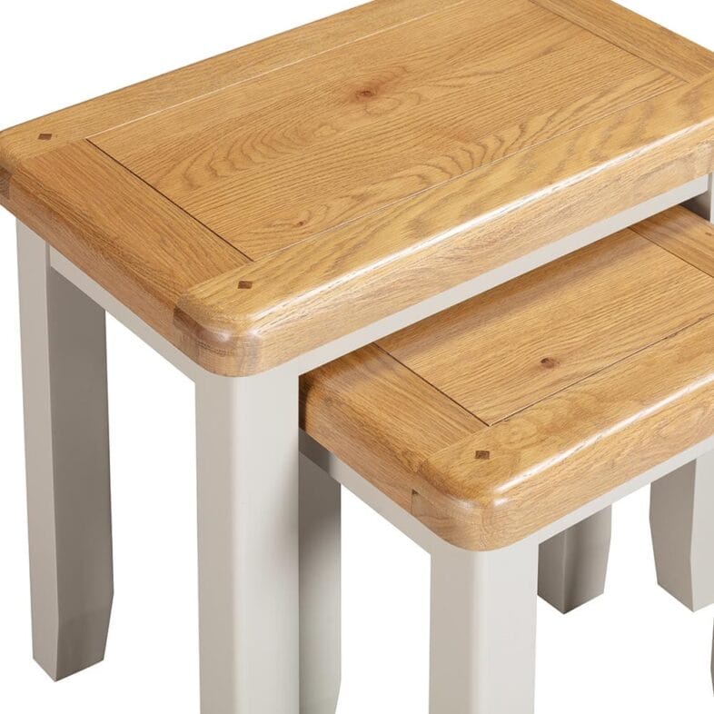 Knightsbridge Oak Nest of 2 Tables in Grey Painted - Image 4