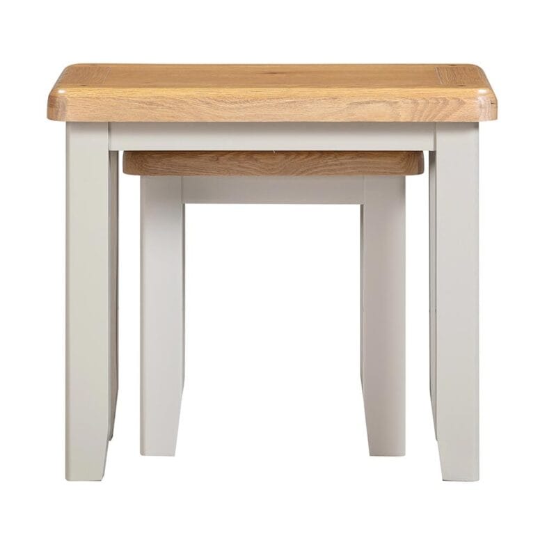 Knightsbridge Oak Nest of 2 Tables in Grey Painted - Image 6