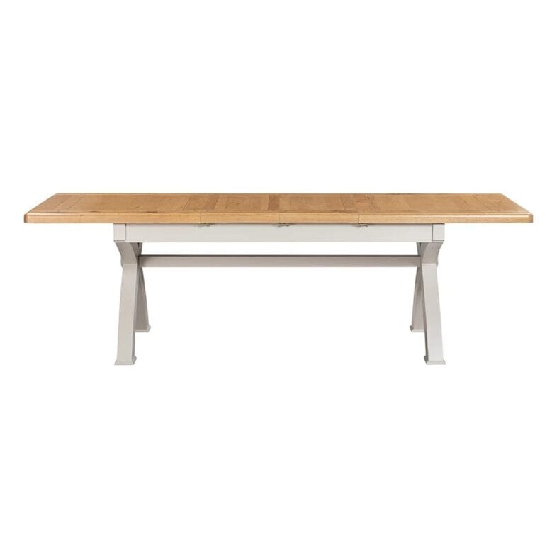 Knightsbridge Oak 180cm Cross Leg Extending Dining Table in Grey Painted - Image 5