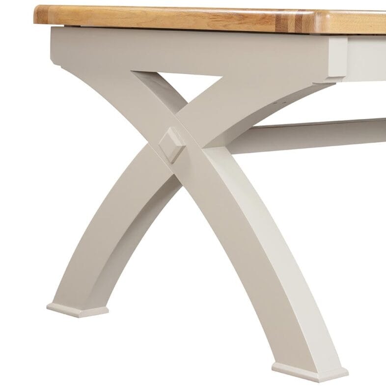 Knightsbridge Oak 180cm Cross Leg Extending Dining Table in Grey Painted - Image 7
