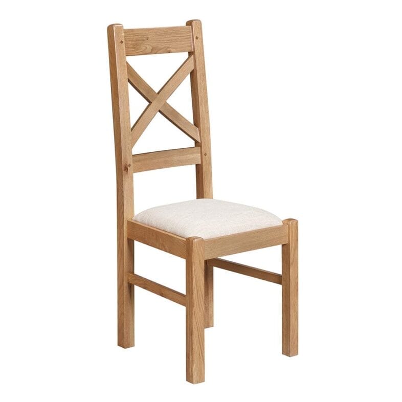 Knightsbridge Oak Cross Back Dining Chair with Oatmeal Seat Pad - Image 3