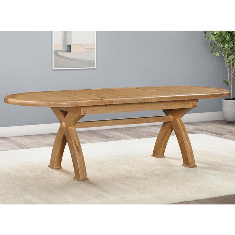 Knightsbridge Oak 176cm Oval Cross Leg Extending Dining Table