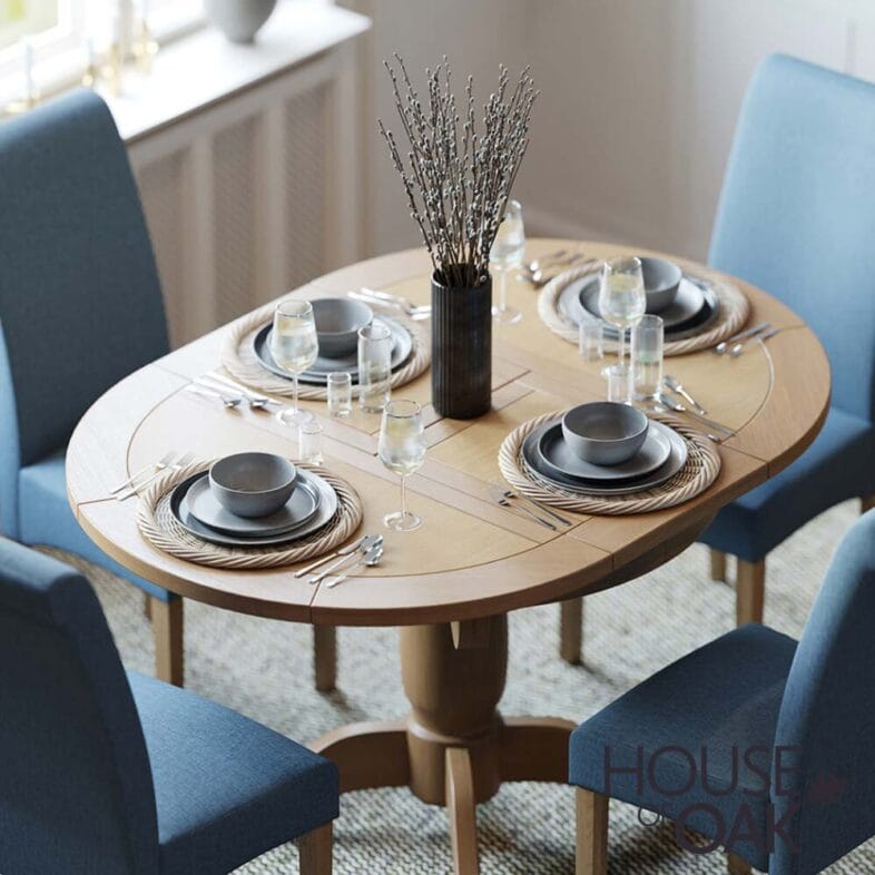 Keswick Oak 100cm Round Extending Table - Image 5