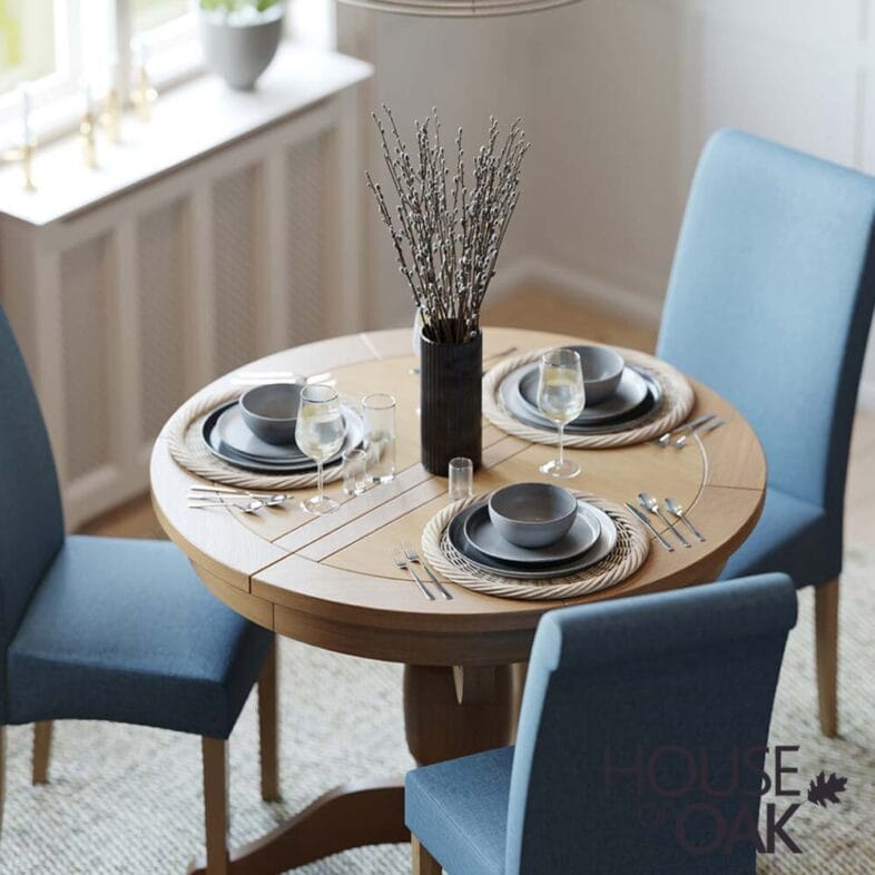 Keswick Oak 100cm Round Extending Table - Image 4