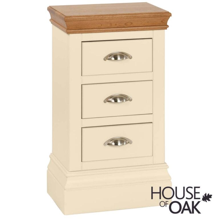 Ambleside in Ivory – 3 Drawer Compact Bedside Cabinet