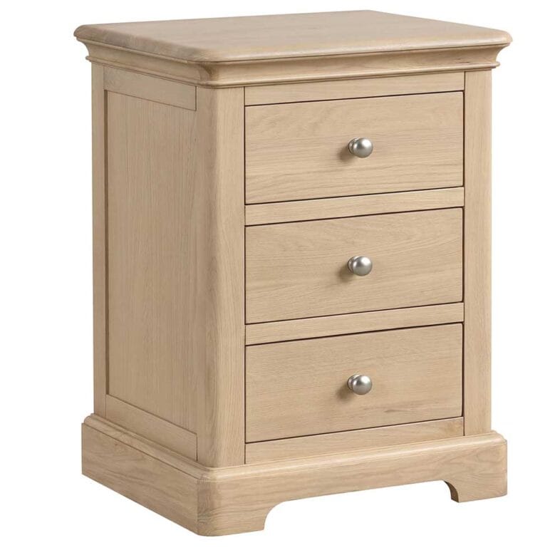 Cornwall Oak 3 Drawer Bedside Cabinet