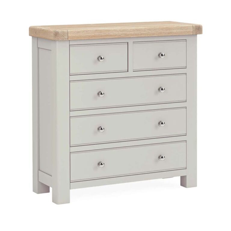 London Oak 2 Over 3 Chest of Drawers In Grey Painted
