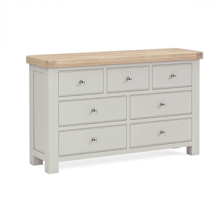 London Oak 3 Over 4 Chest of Drawers In Grey Painted