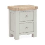 London Oak 2 Drawer Bedside Cabinet In Grey Painted - Image 2