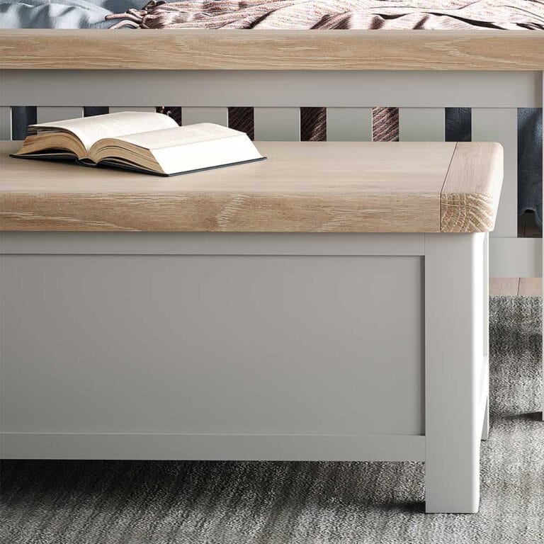 London Oak Blanket Box In Grey Painted