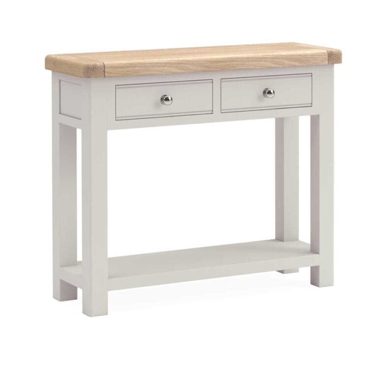 London Oak 2 Drawer Hall Table In Grey Painted