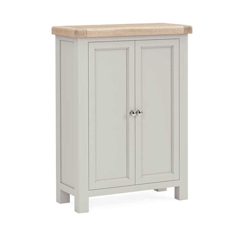 London Oak Shoe Cupboard In Grey Painted