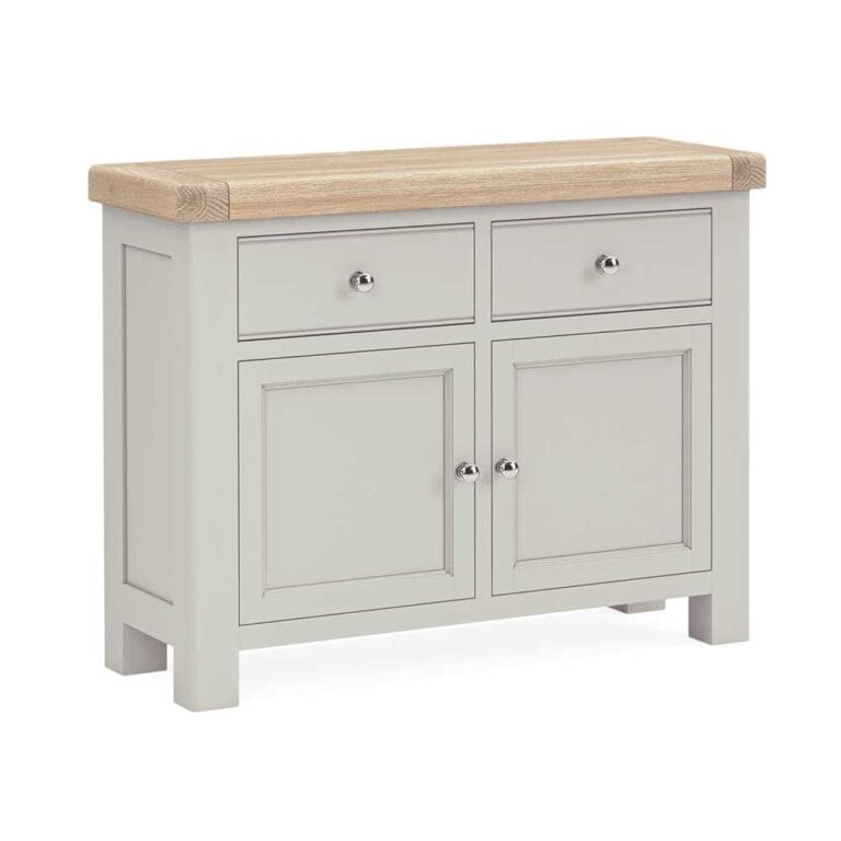 London Oak 2 Door Sideboard In Grey Painted