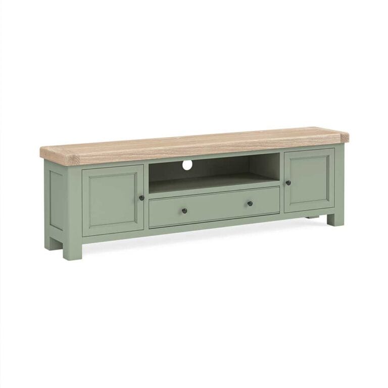 London Oak 190cm Wide TV Unit in Sage Painted