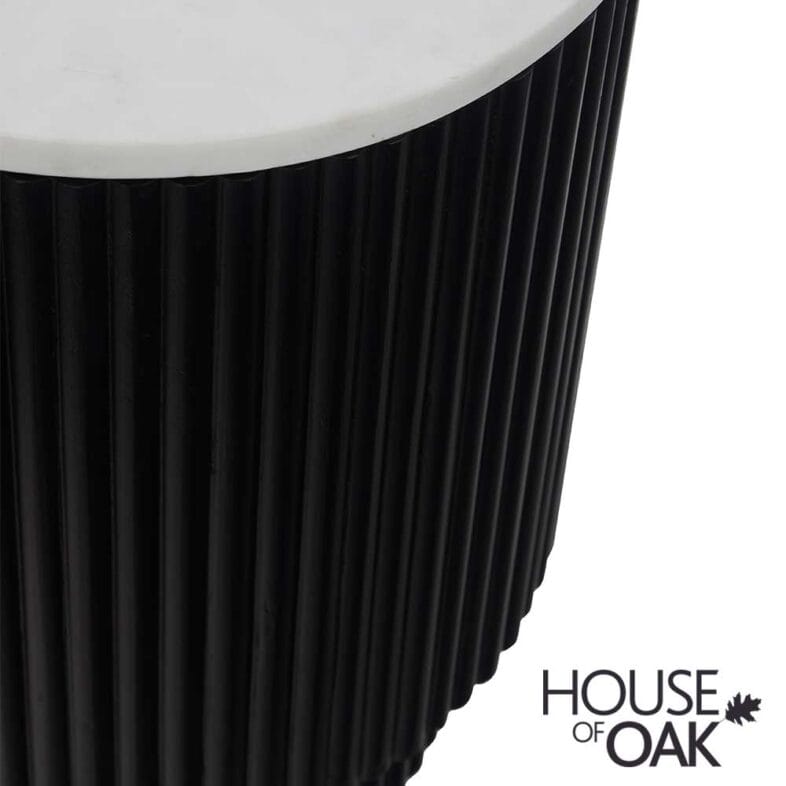 Monaco in Charcoal Side Table with Door and Marble Top - Image 5