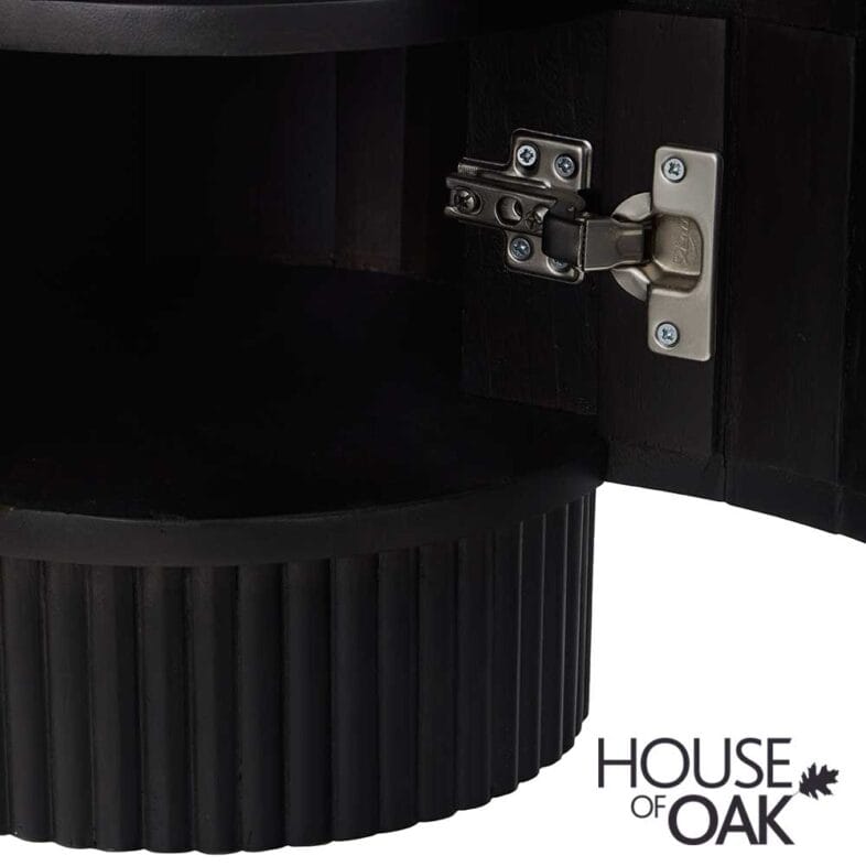 Monaco in Charcoal Side Table with Door and Marble Top - Image 6