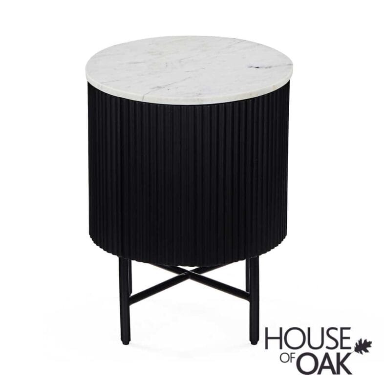 Monaco in Charcoal Bedside Cabinet with Door and Marble Top - Image 2