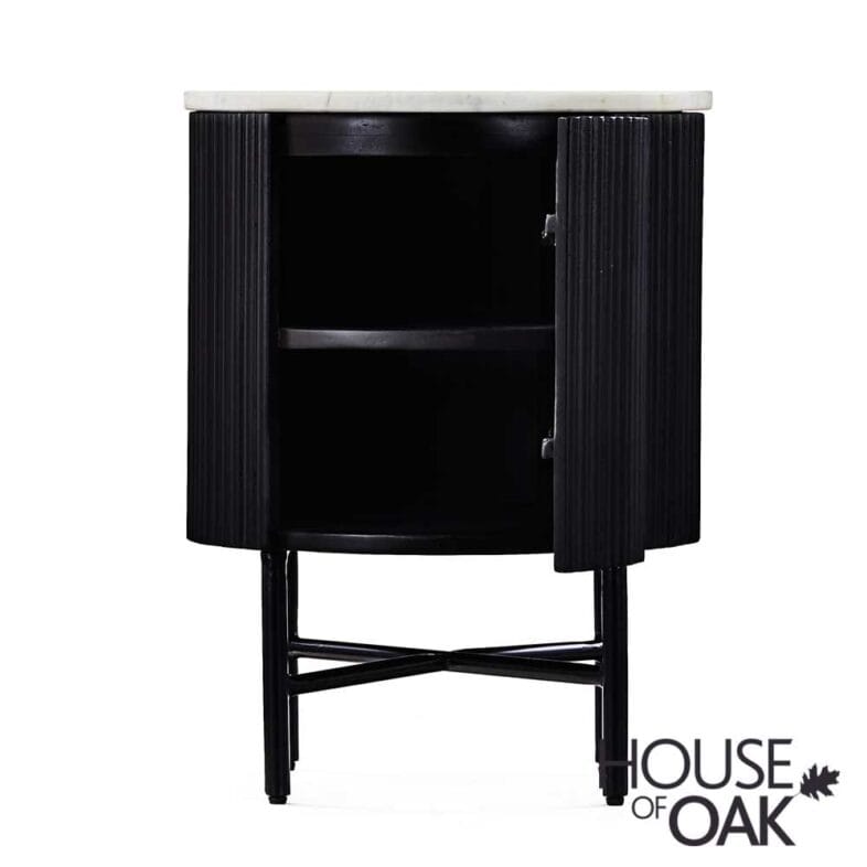 Monaco in Charcoal Bedside Cabinet with Door and Marble Top - Image 3