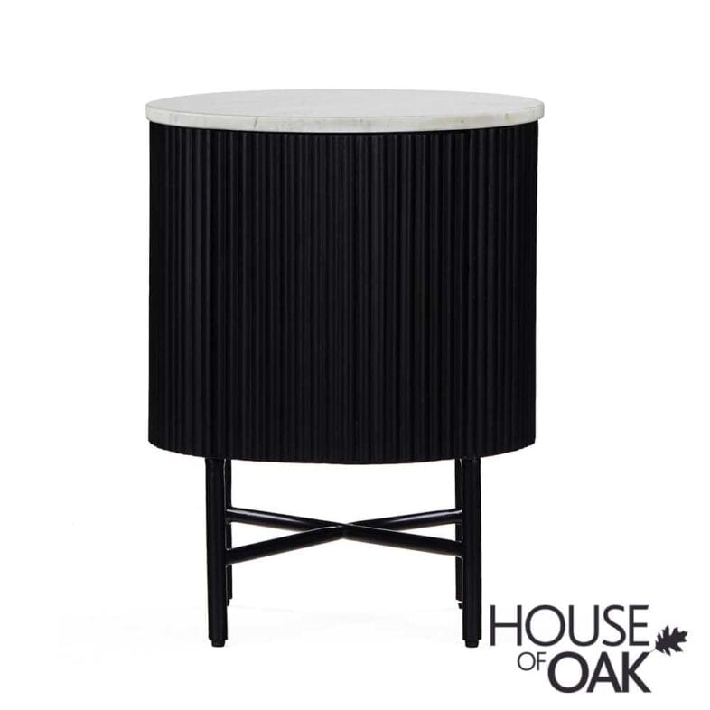 Monaco in Charcoal Bedside Cabinet with Door and Marble Top - Image 5