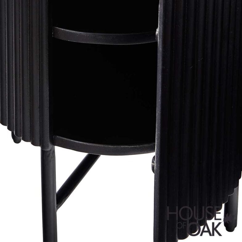 Monaco in Charcoal Bedside Cabinet with Door and Marble Top - Image 6