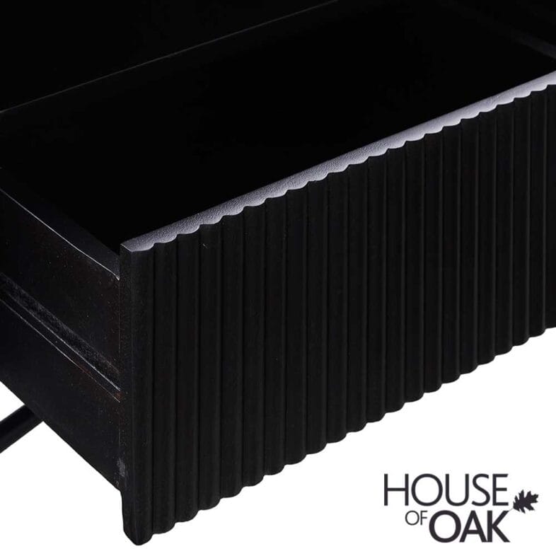 Monaco in Charcoal Small Media Stand with 2 Drawers and Marble Top - Image 4