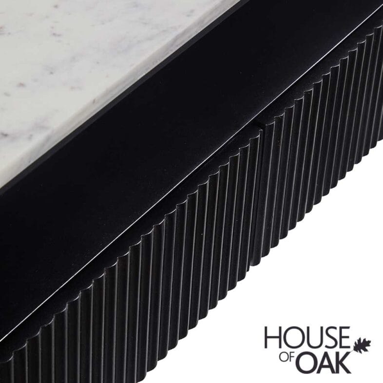 Monaco in Charcoal Small Media Stand with 2 Drawers and Marble Top - Image 5