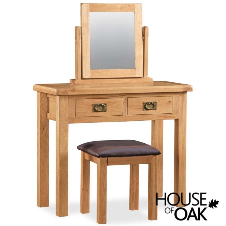 Oxford Oak Dressing Table, Stool & Mirror