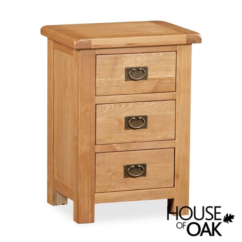 Oxford Oak 3 Drawer Wide Bedside Cabinet