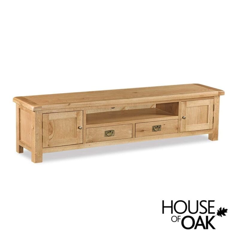 Oxford Oak 200cm Extra Large TV Low Line Media Stand - Image 2