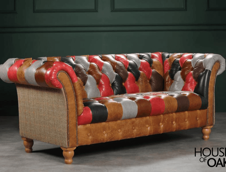 Presbury Leather Patchwork 2 Seater Sofa
