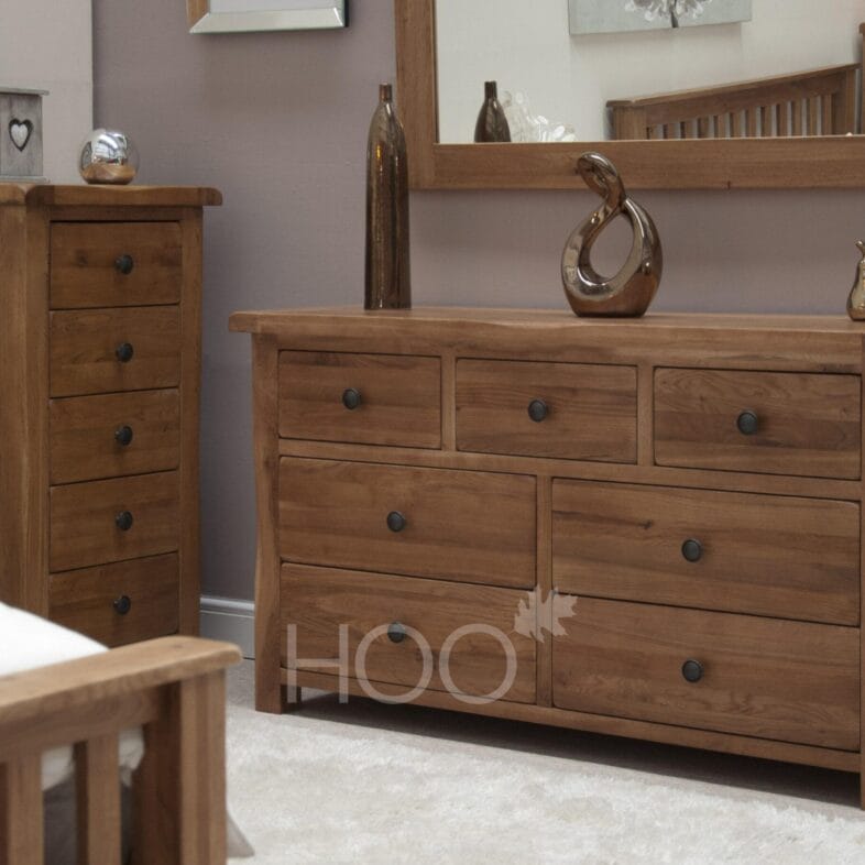 Rustic Solid Oak 7 Drawer Chest