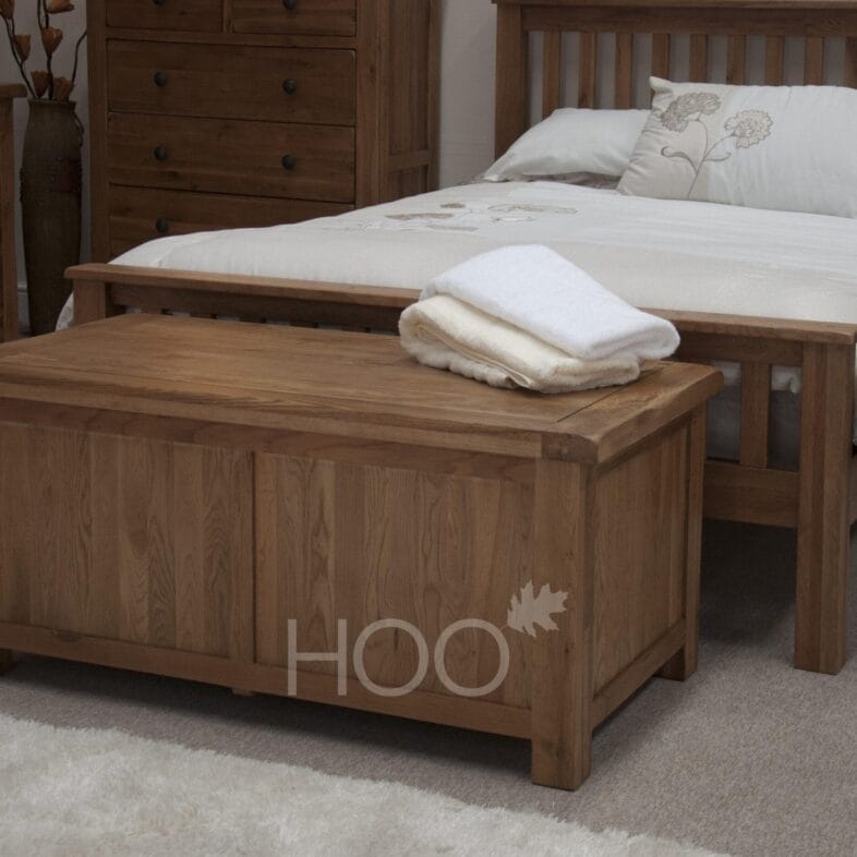 Rustic Solid Oak Blanket Box