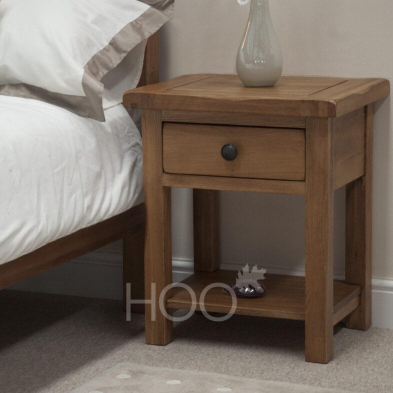 Rustic Solid Oak Lamp Table