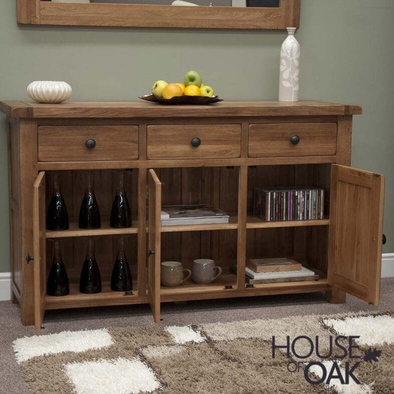Rustic Solid Oak Large Sideboard - Image 3