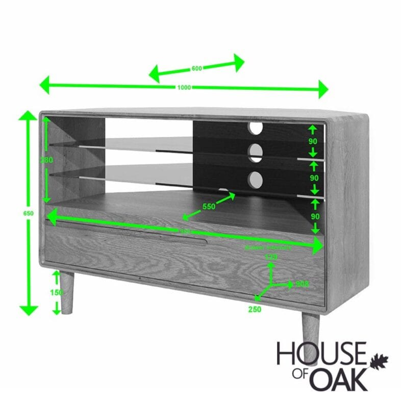 Scandic Solid Oak Corner TV Unit - Image 3
