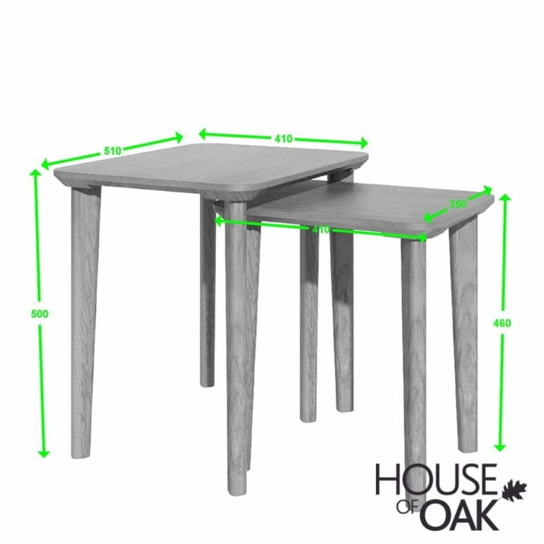 Scandic Solid Oak Rectangular Nest of Tables - Image 2