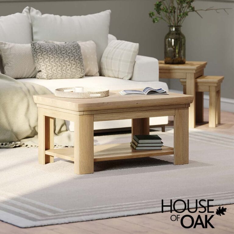 Schio Oak 3FT x 2FT Coffee Table with Shelf