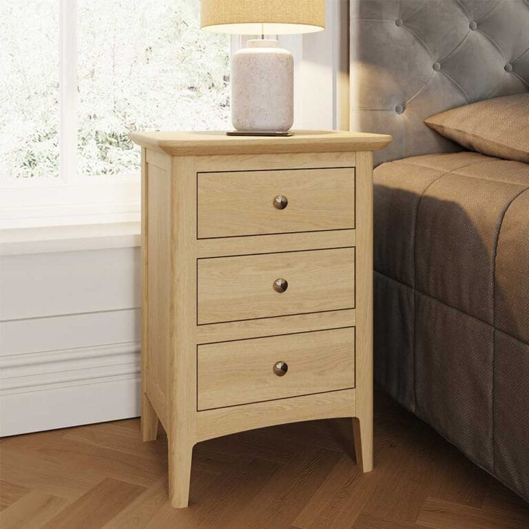 Hudson Oak 3 Drawer Bedside Cabinet