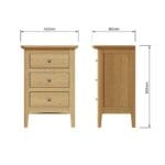 Hudson Oak 3 Drawer Bedside Cabinet - Image 4