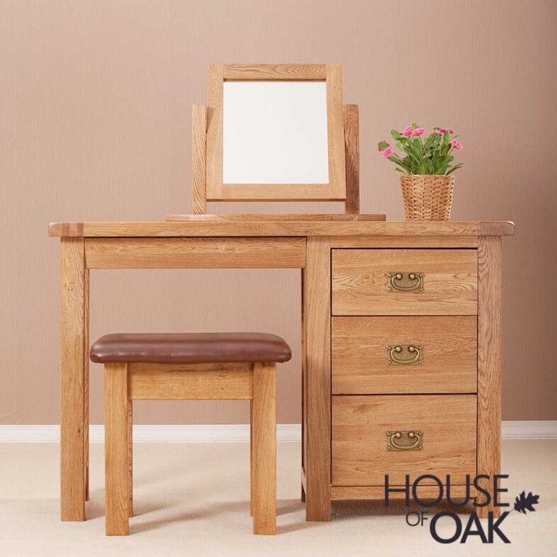 Windsor Oak Single Pedestal Dressing Table Only - Image 2
