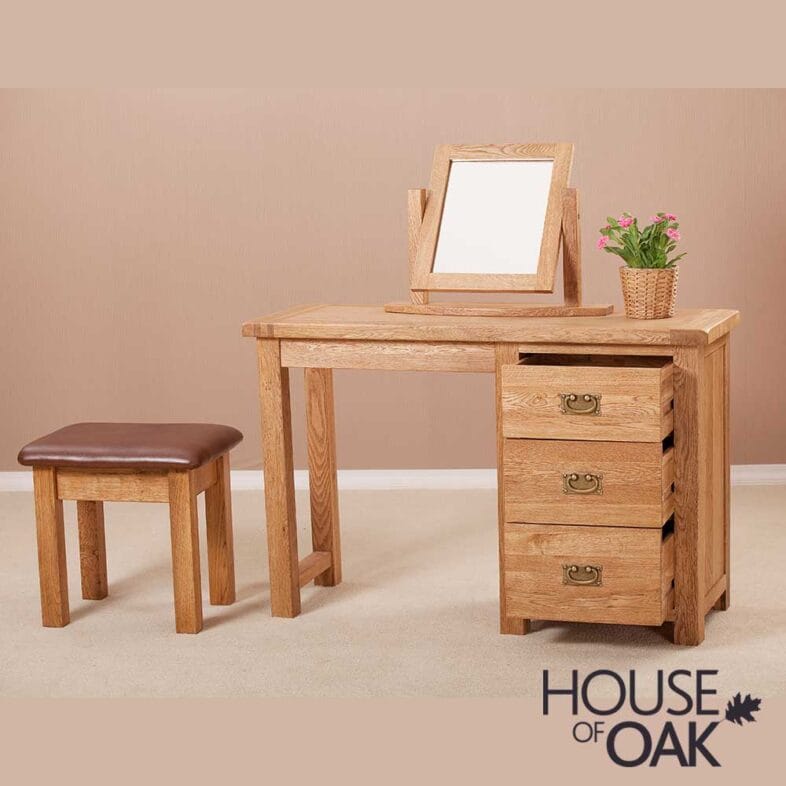 Windsor Oak Single Pedestal Dressing Table Only - Image 3