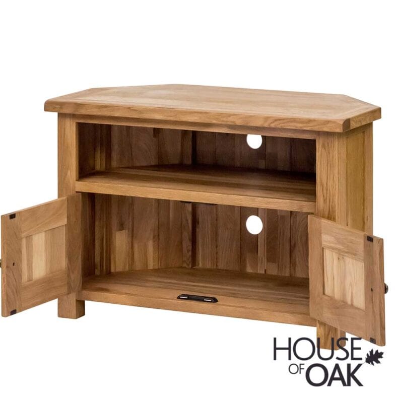 Windsor Oak Corner TV Cabinet With Doors - Image 3