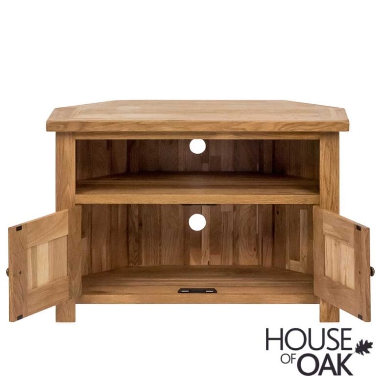 Windsor Oak Corner TV Cabinet With Doors - Image 4