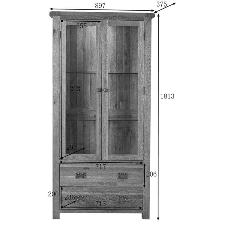 Windsor Oak Glass Display Cabinet - Image 7