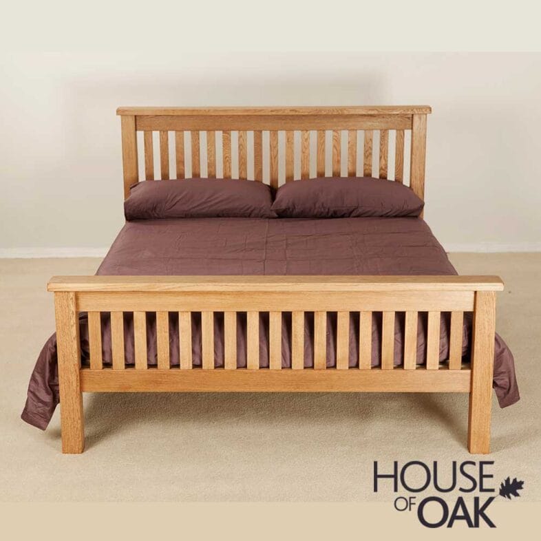 Windsor Solid Oak 4 Foot 6 Double High Foot End Bed - Image 4